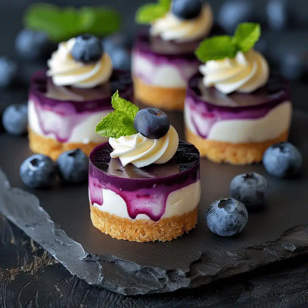 mini lemon blueberry cheesecakes - featured image