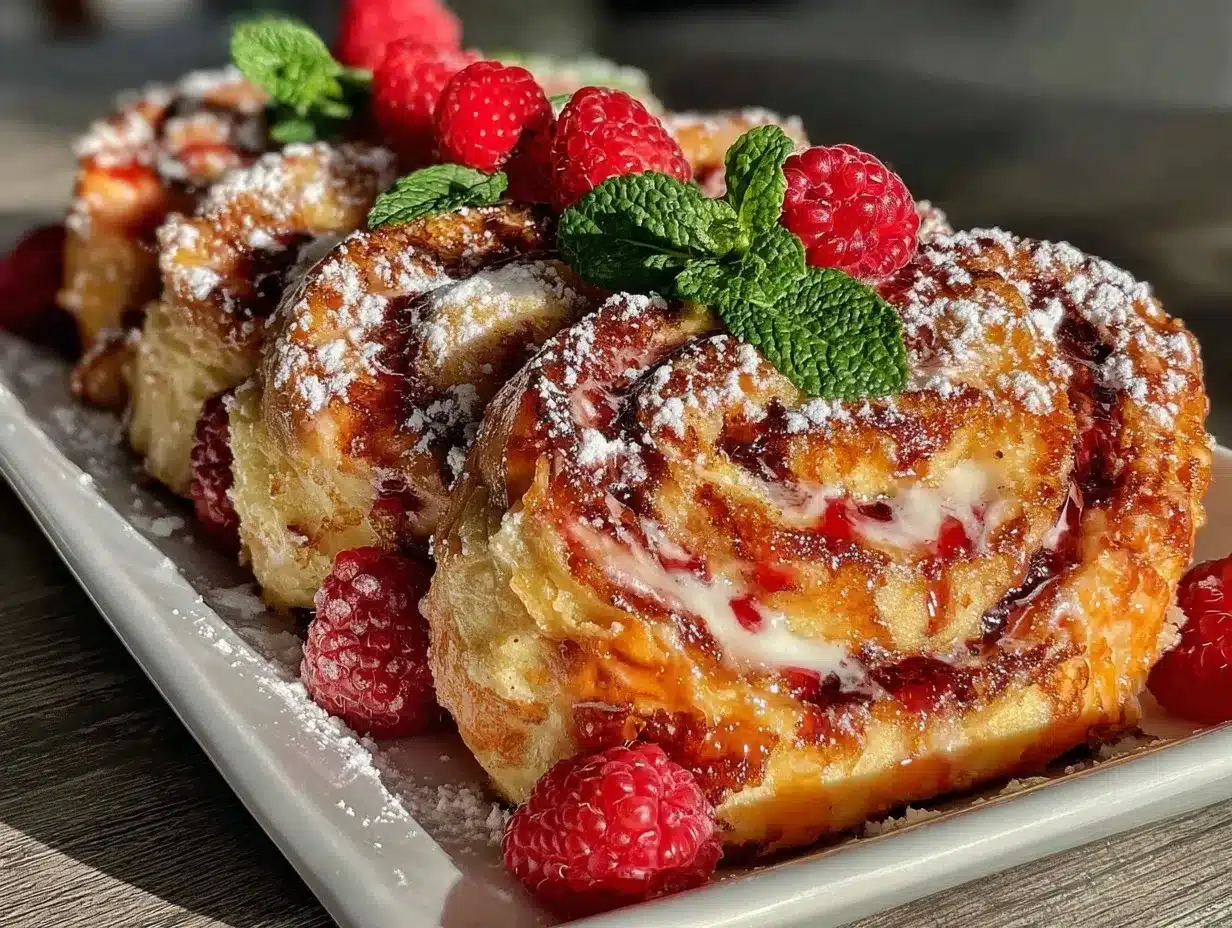 Raspberry Cheesecake French Toast Roll-Ups preparation steps
