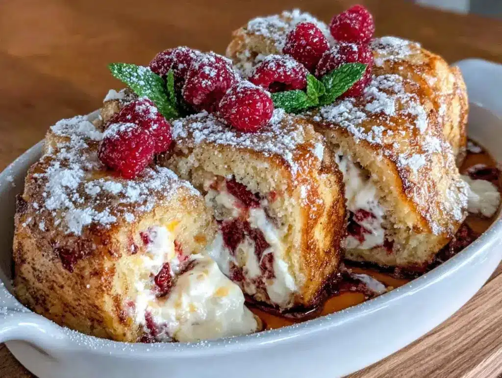 raspberry cheesecake stuffed French toast roll-ups - featured image