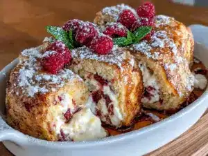raspberry cheesecake stuffed French toast roll-ups - featured image