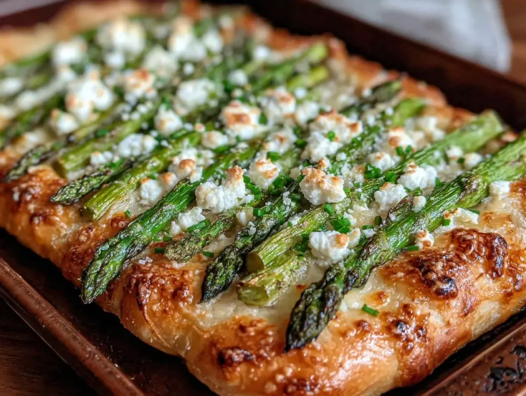 asparagus goat cheese flatbread - featured image