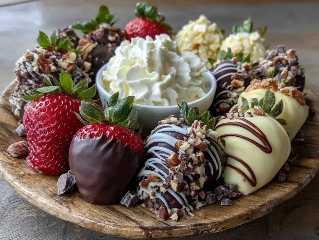 chocolate-covered strawberry dessert board - featured image