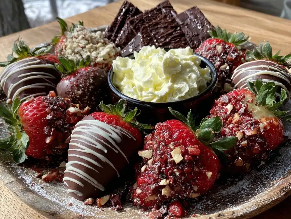 chocolate-covered strawberry dessert board preparation steps