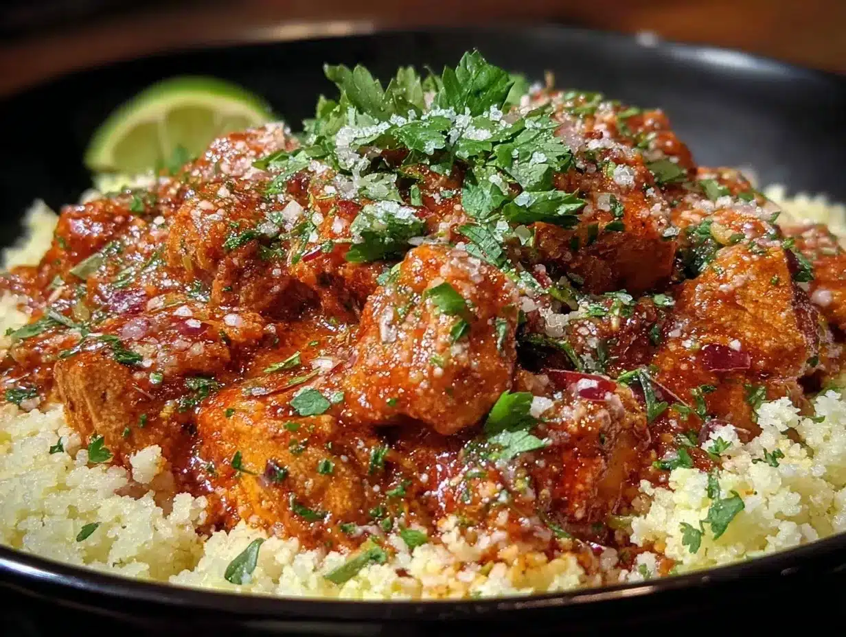 creamy butter chicken with cauliflower rice preparation steps