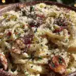 creamy cashew cream alfredo pasta - featured image