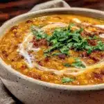 creamy coconut curry lentil soup with sweet potato - featured image