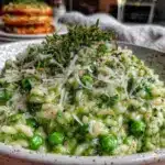 creamy fresh pea and mint risotto - featured image