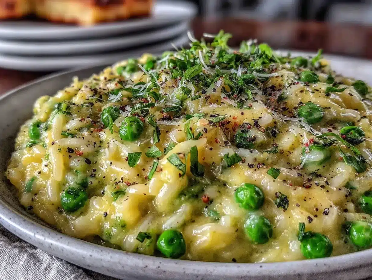 creamy fresh pea and mint risotto preparation steps