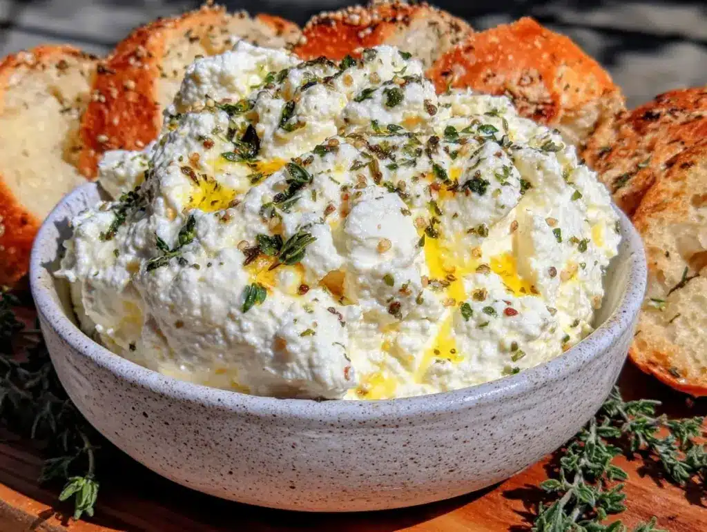 creamy greek feta dip with zaatar - featured image