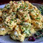 creamy herbed goat cheese scrambled eggs - featured image
