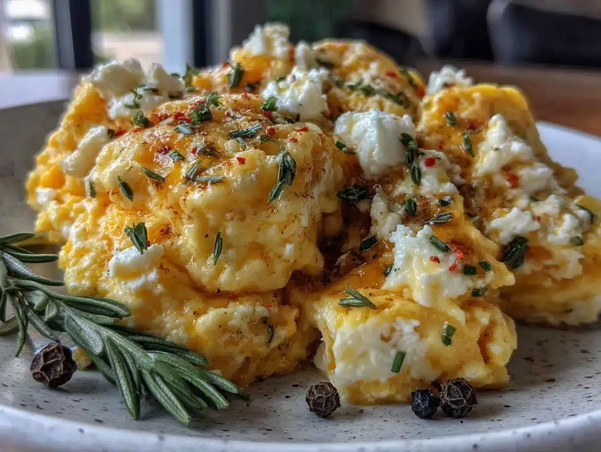 creamy herbed goat cheese scrambled eggs preparation steps