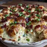 creamy keto crack chicken casserole - featured image