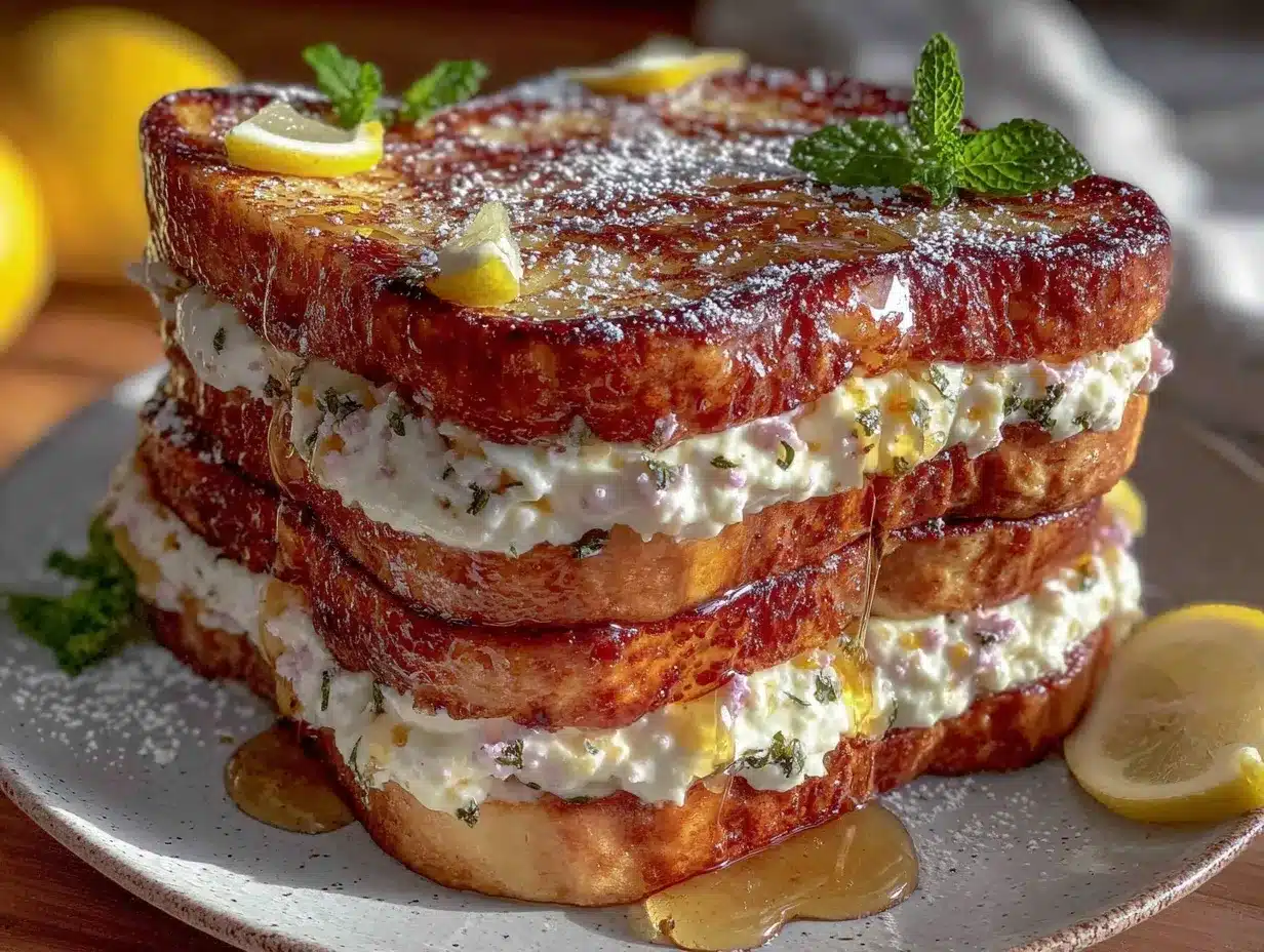 creamy lemon ricotta stuffed french toast preparation steps
