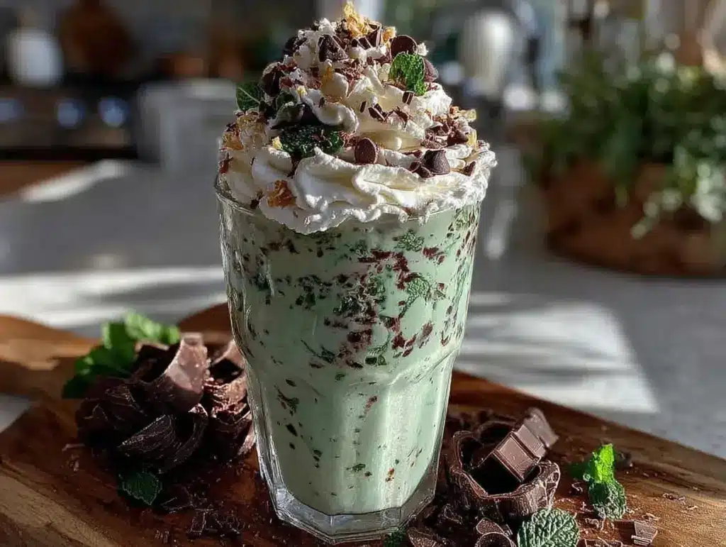 creamy mint chocolate baileys milkshake - featured image
