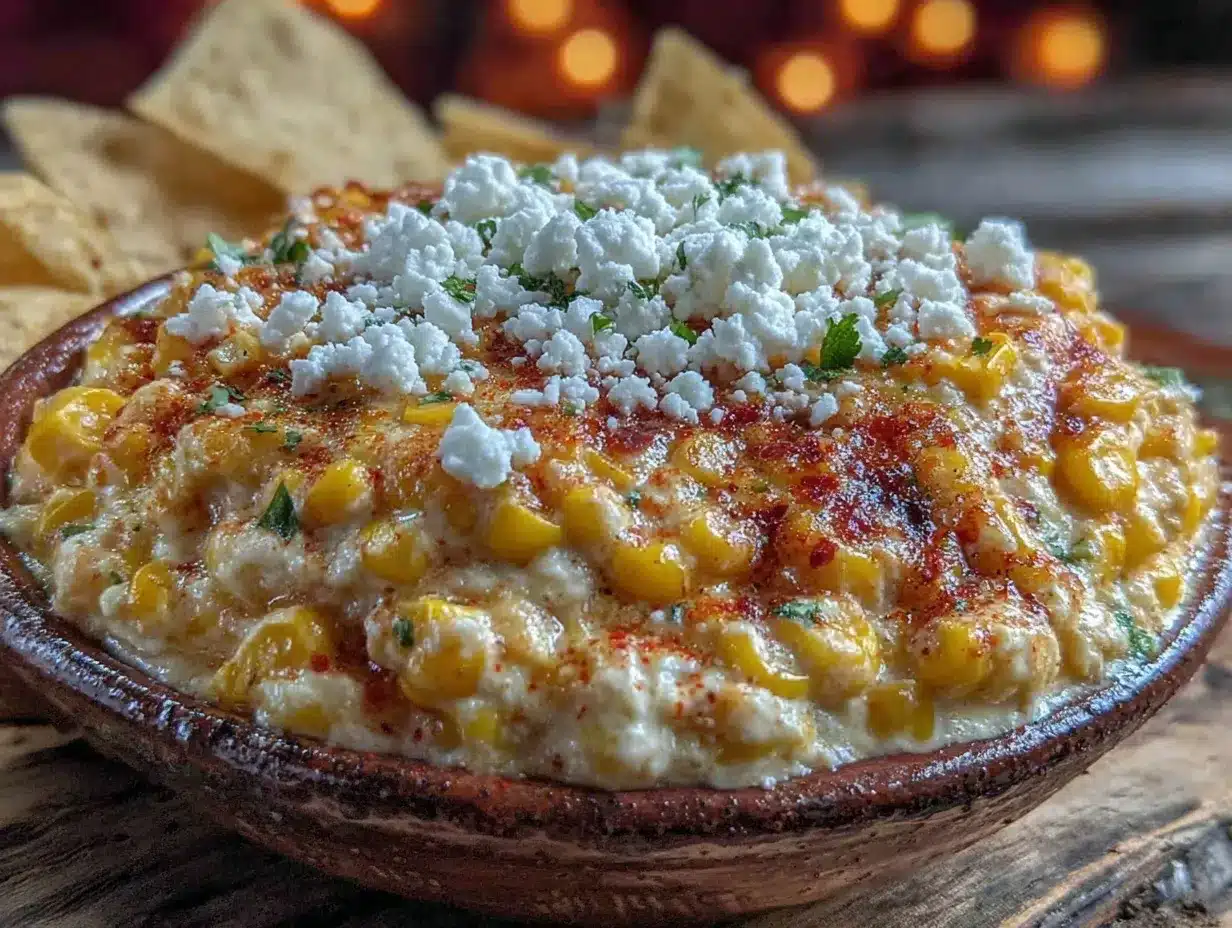 creamy street corn dip with cotija cheese preparation steps