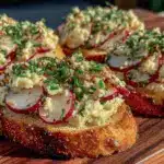 crispy radish and herb butter crostini - featured image