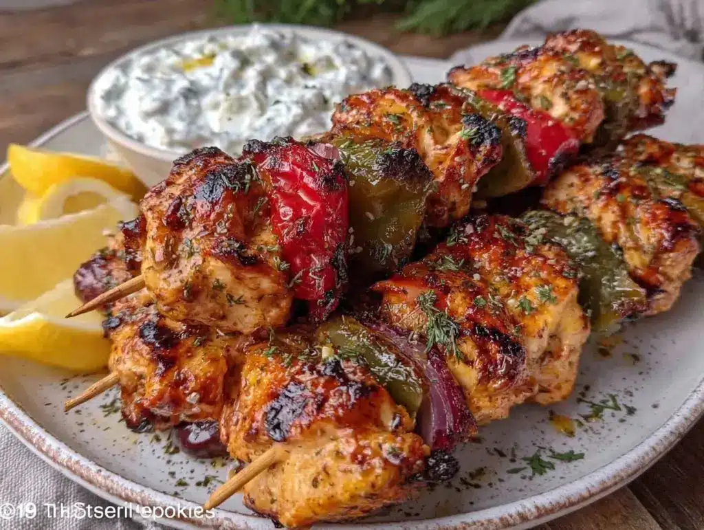 easy juicy greek chicken souvlaki - featured image