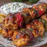 easy juicy greek chicken souvlaki - featured image