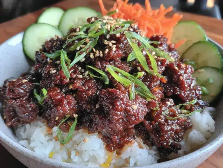 easy savory korean beef bowl - featured image