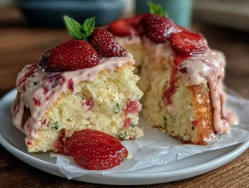 fluffy strawberry cake - featured image