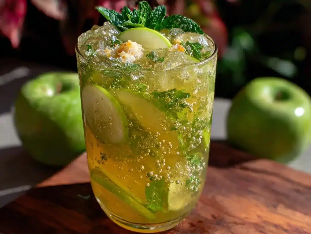 fresh green apple mocktail preparation steps