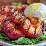 fresh grilled peach and burrata salad - featured image