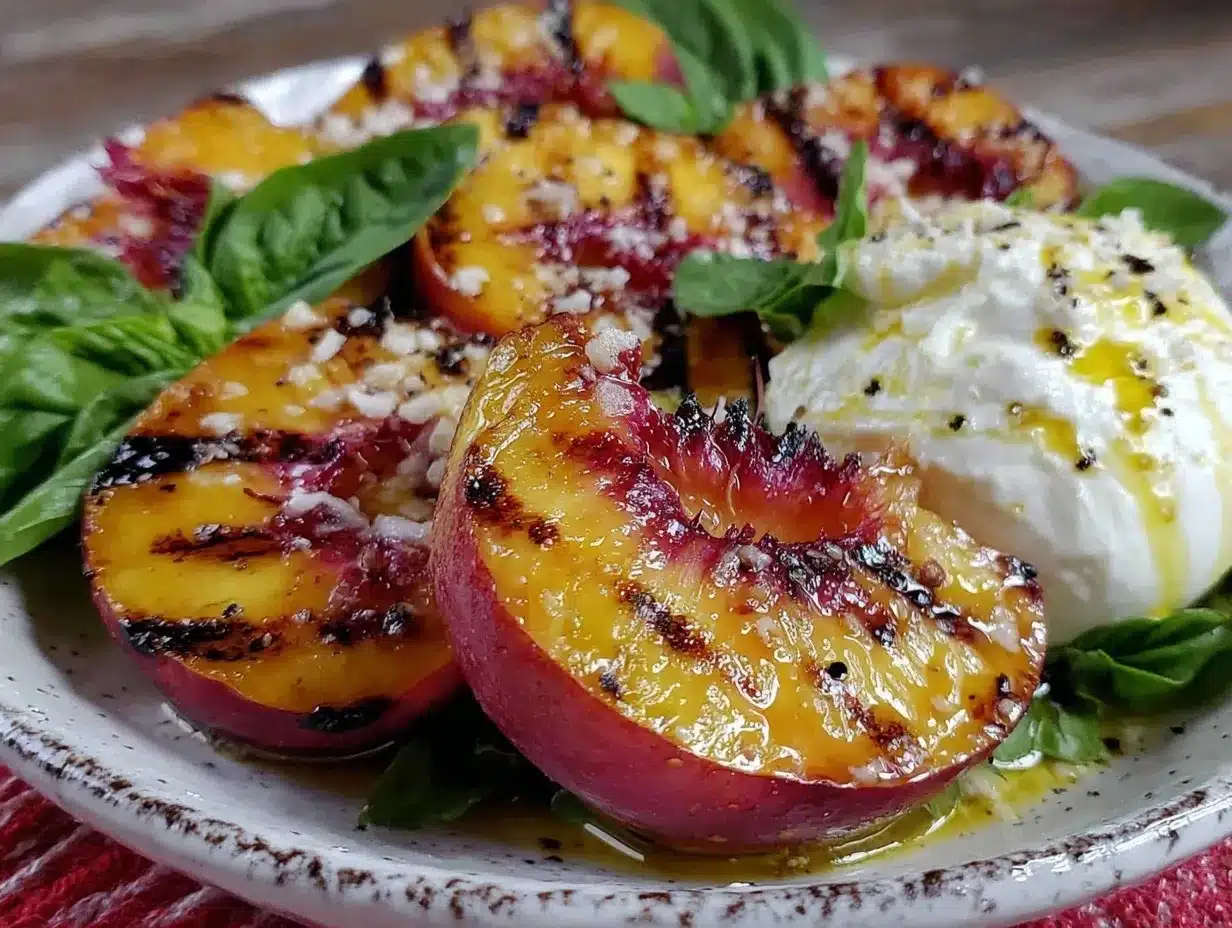 fresh grilled peach and burrata salad preparation steps