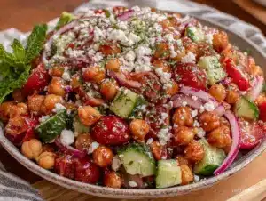 fresh mediterranean chickpea salad - featured image