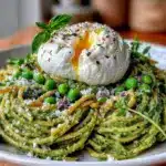 fresh pea pesto pasta - featured image