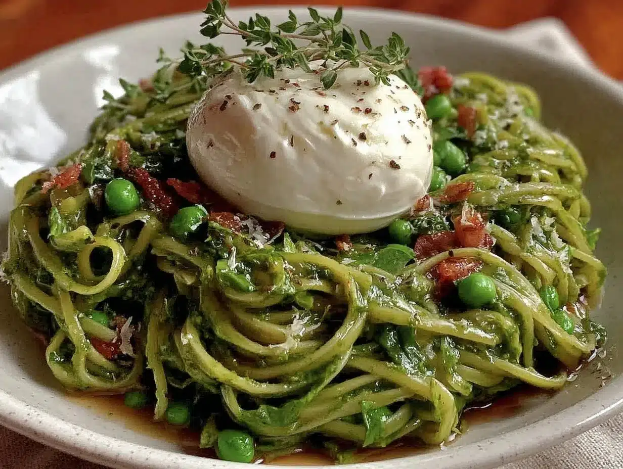 fresh pea pesto pasta preparation steps