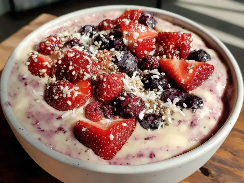 fresh pink smoothie bowl - featured image