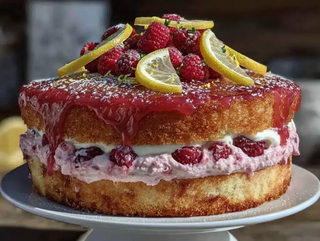 Fresh Raspberry Lemonade Cake - featured image