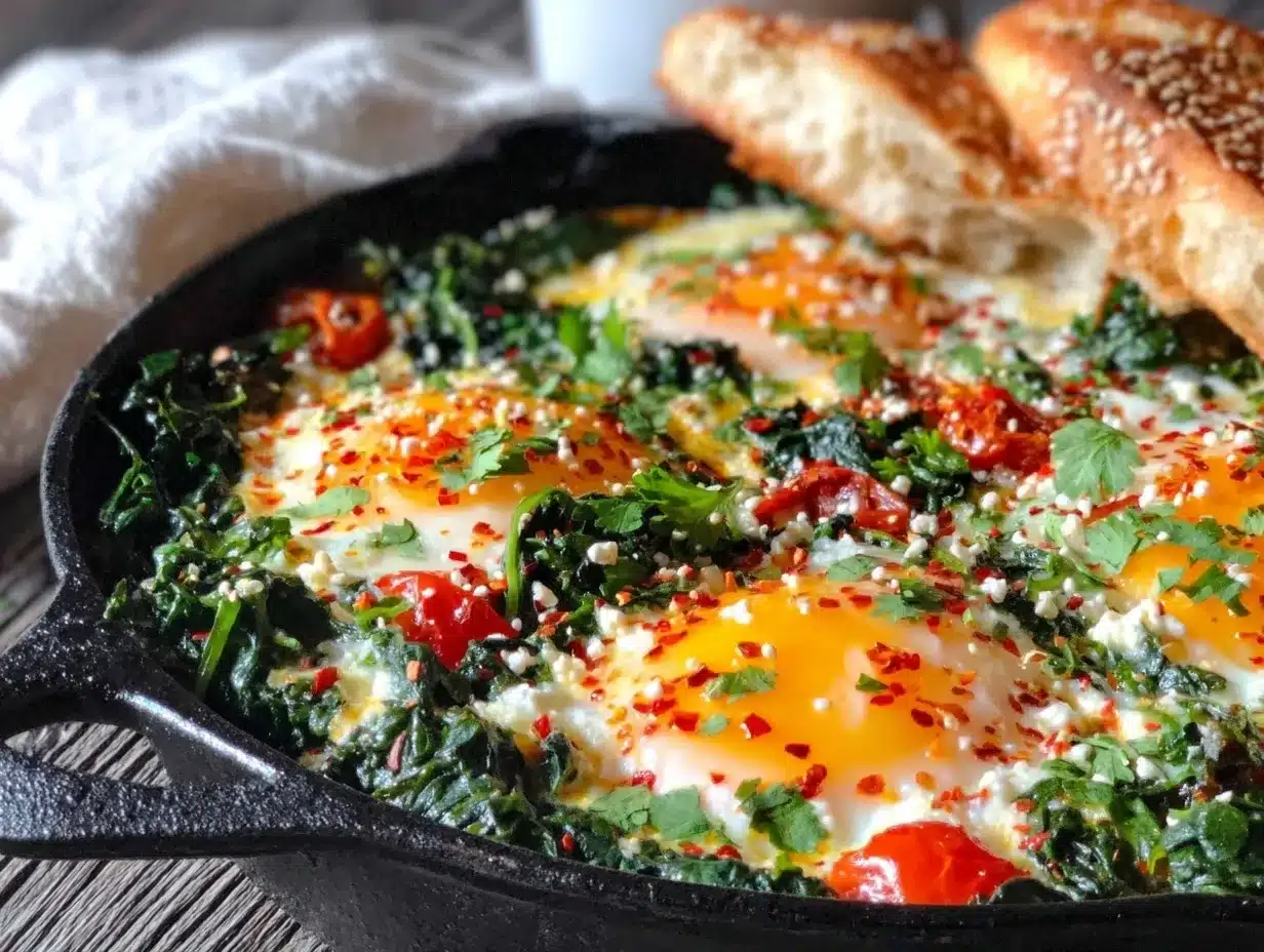 fresh spring green shakshuka preparation steps