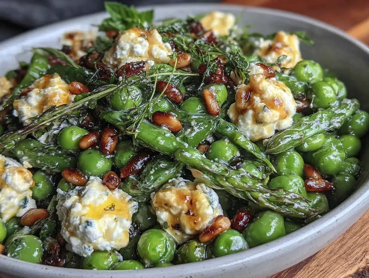 fresh spring pea and feta salad preparation steps