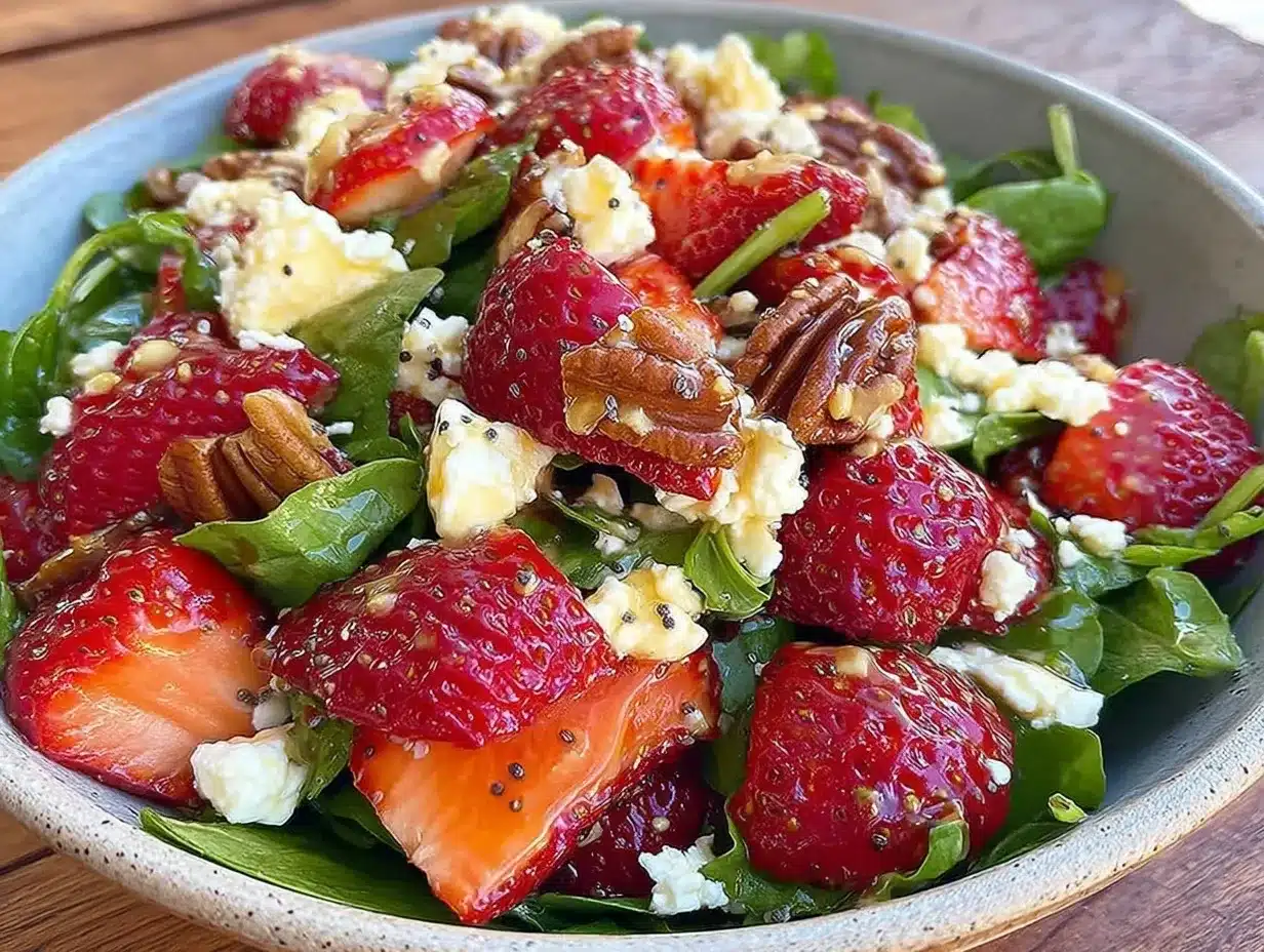 fresh strawberry spinach salad preparation steps