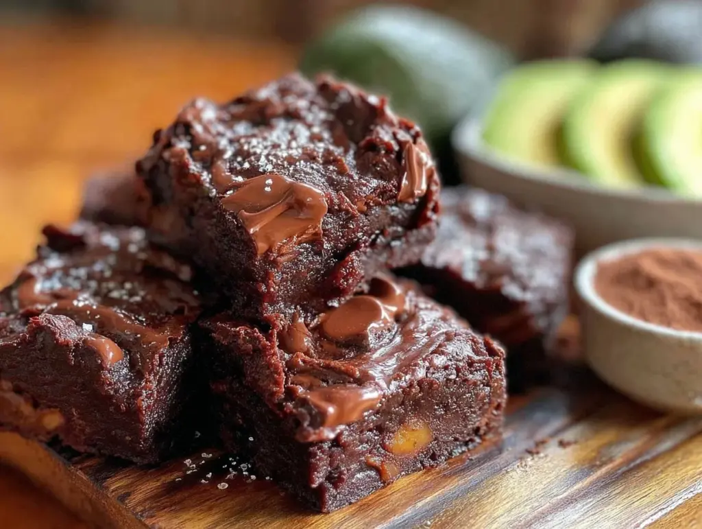fudgy vegan chocolate avocado brownies - featured image