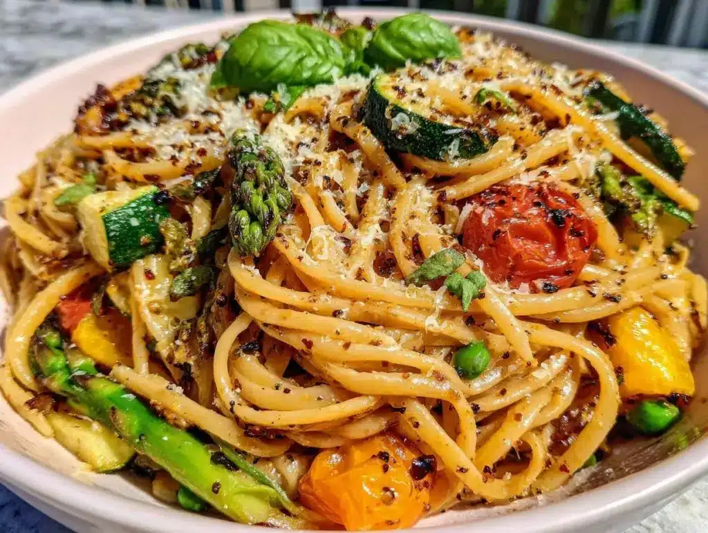 garden vegetable primavera pasta - featured image