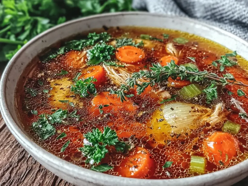 healing bone broth vegetable soup - featured image
