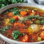 healing bone broth vegetable soup - featured image