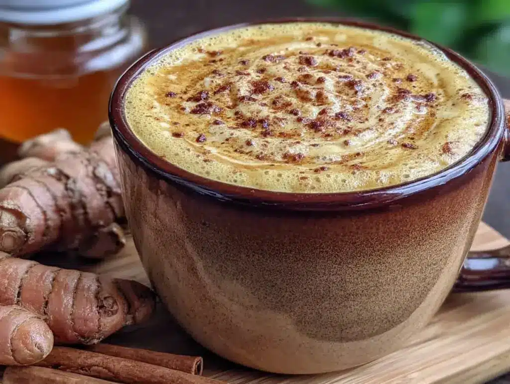 healthy anti-inflammatory golden milk latte recipe - featured image