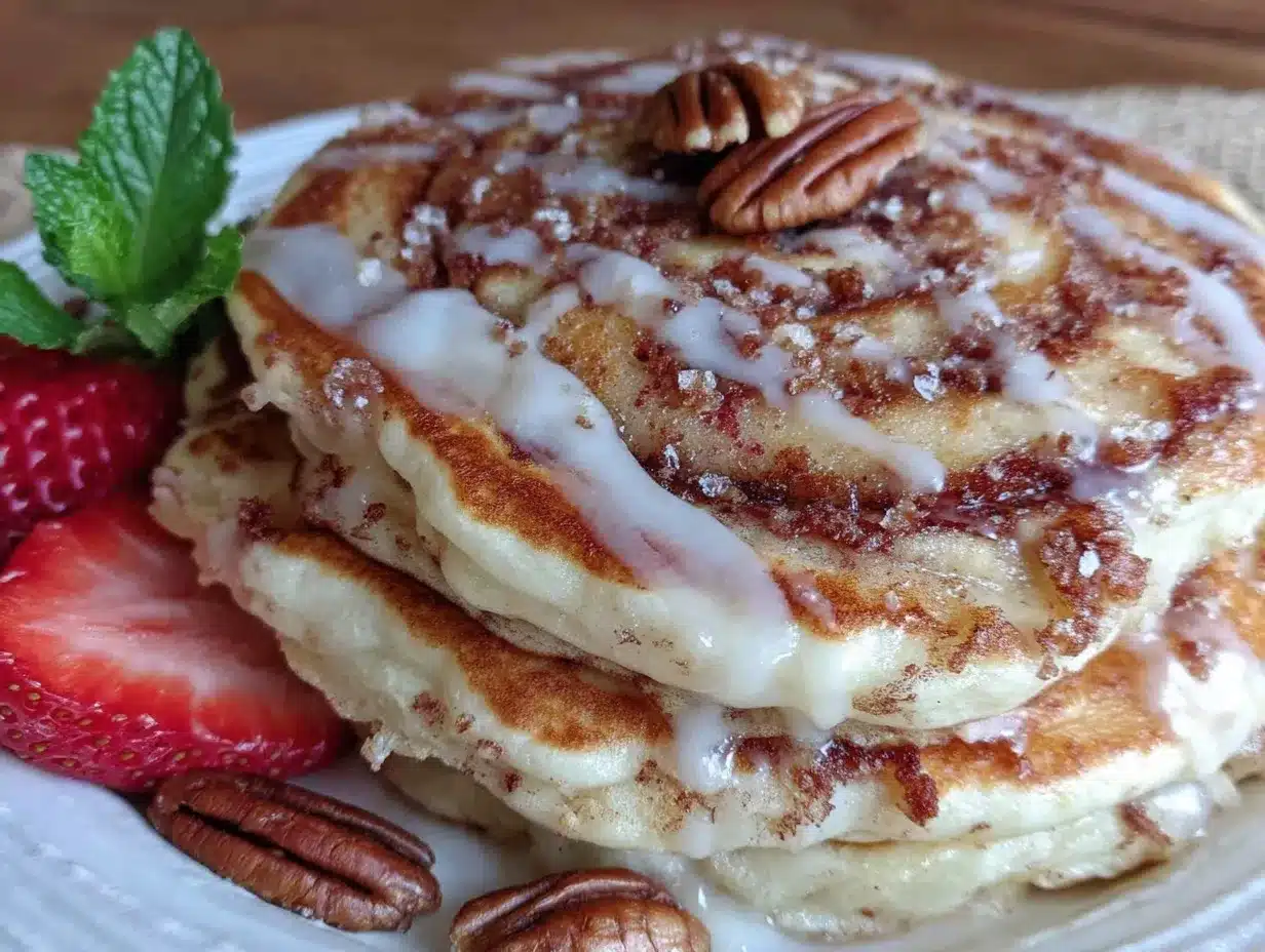 heart-shaped cinnamon roll pancakes preparation steps