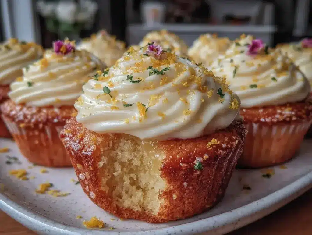 lemon curd filled cupcakes - featured image