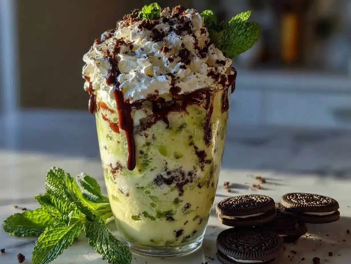 Mint Oreo Shamrock Shake preparation steps