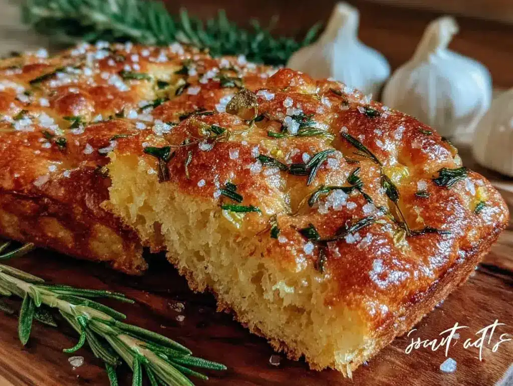 no-knead garlic herb focaccia - featured image