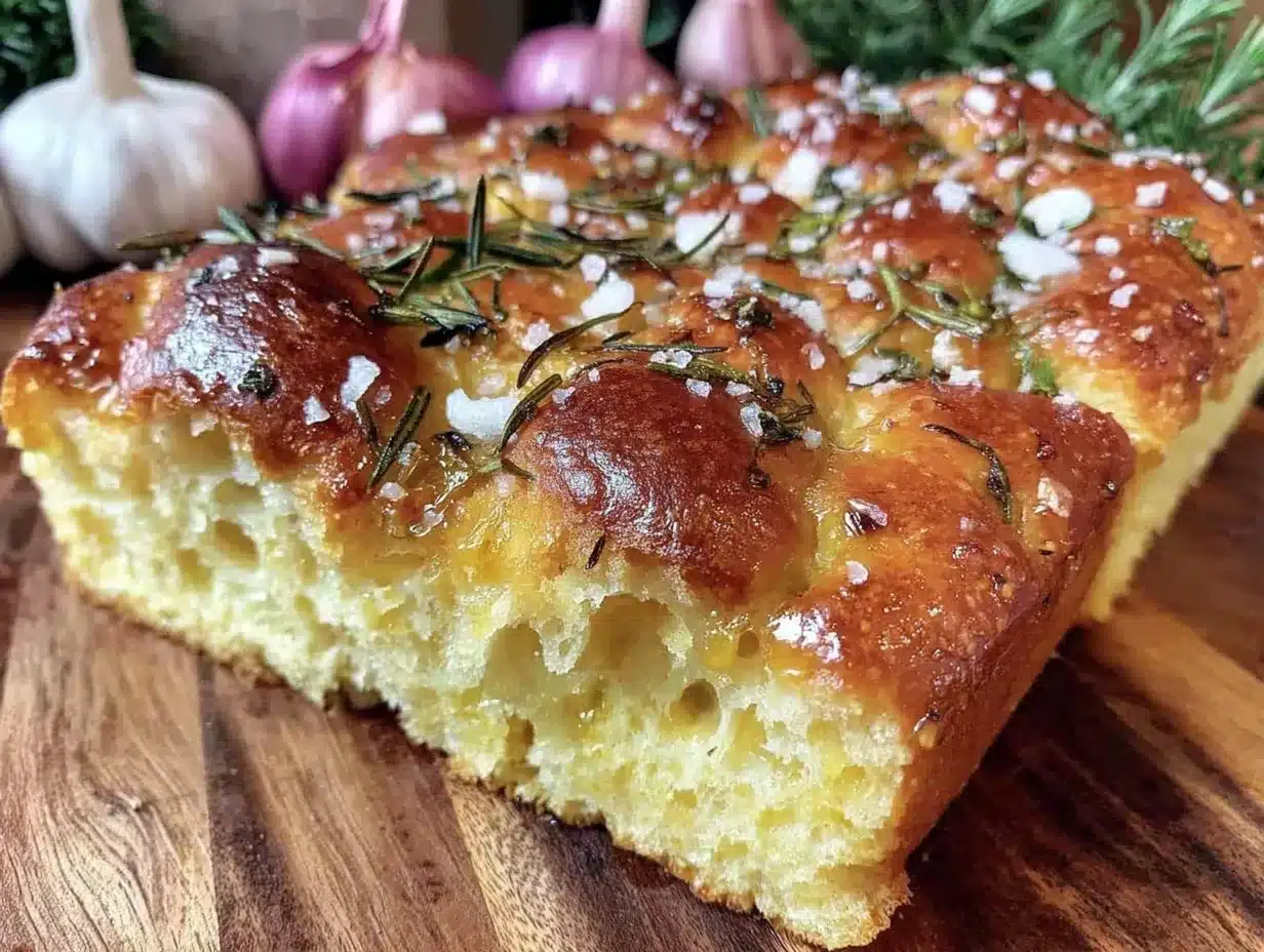 no-knead garlic herb focaccia preparation steps