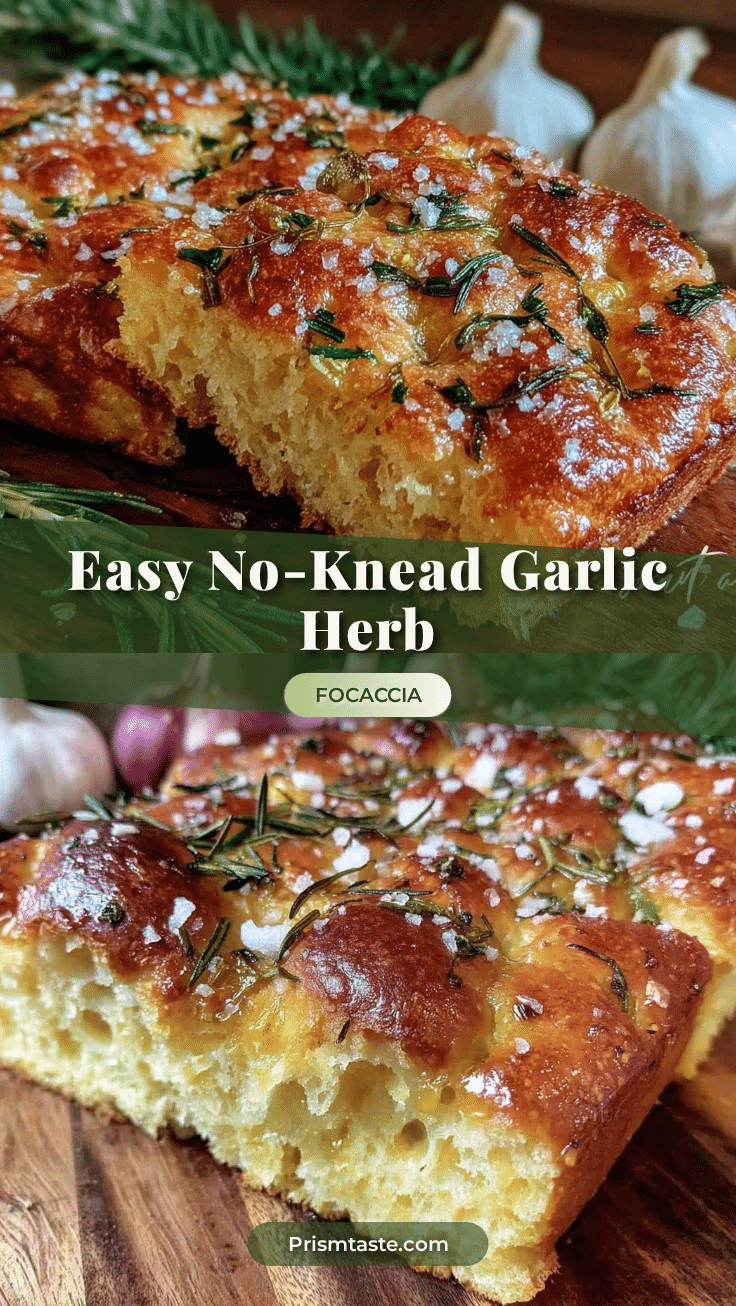 no-knead garlic herb focaccia recipe
