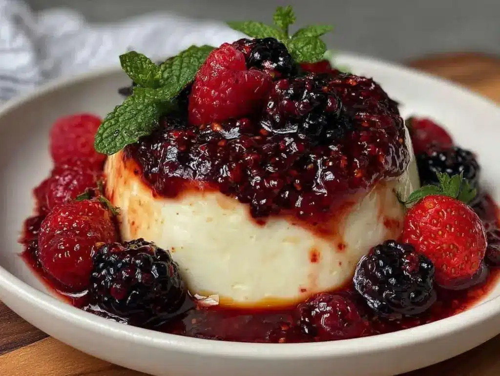 panna cotta with berry sauce - featured image