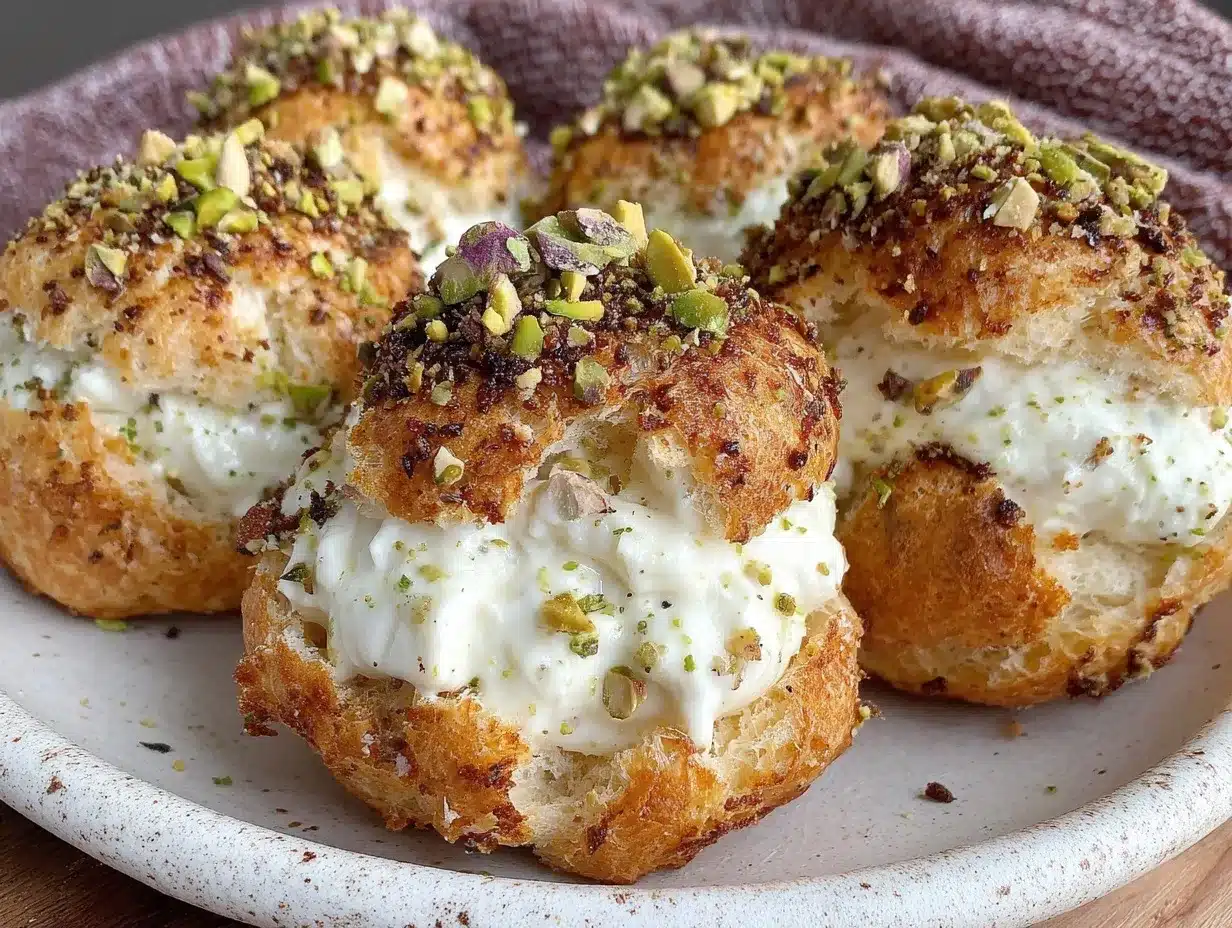 pistachio cream puffs preparation steps