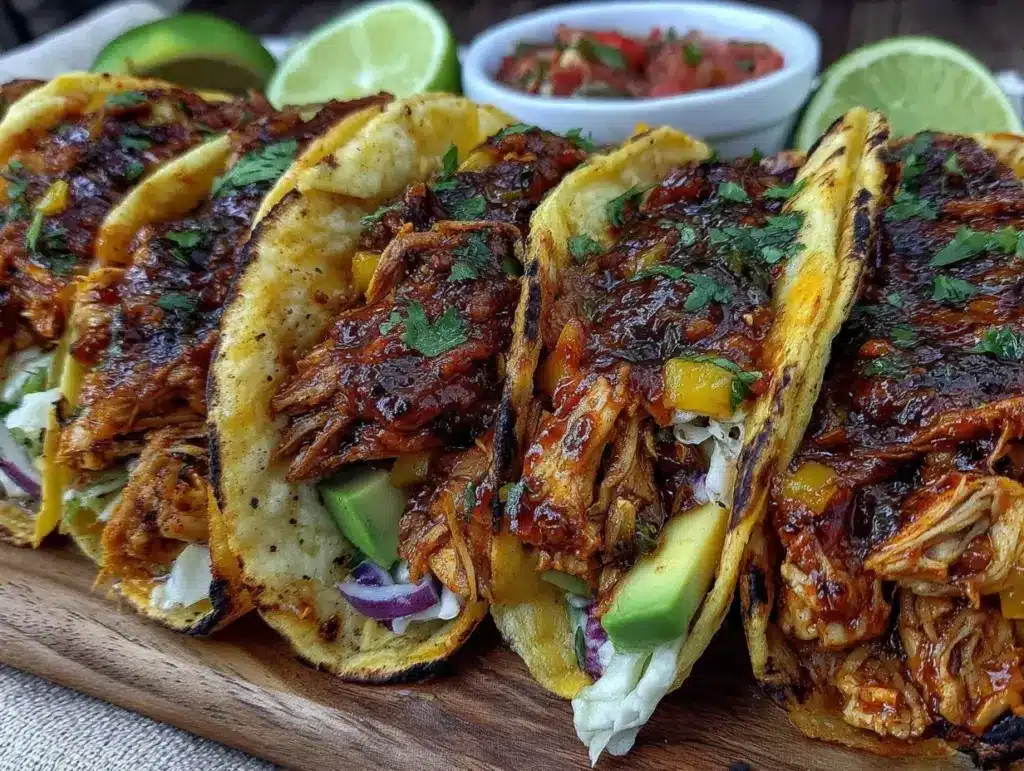 pressure cooker pulled chicken tacos - featured image