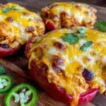 savory cheesy enchilada stuffed peppers - featured image